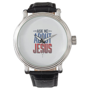 Ask Me About Jesus Vintage Christian Shirt Design Watch