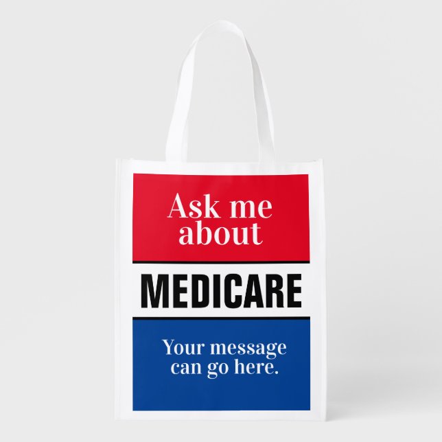 Ask Me About Medicare  Grocery Bag (Front)