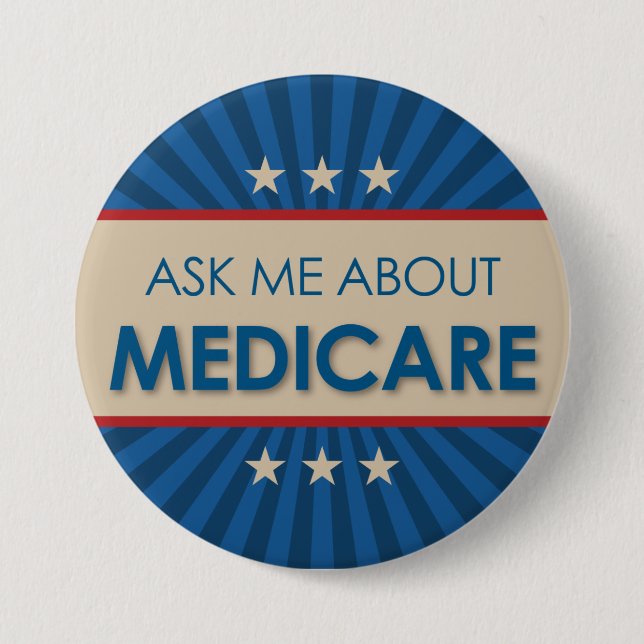 Ask Me About Medicare - Vintage Americana Button (Front)