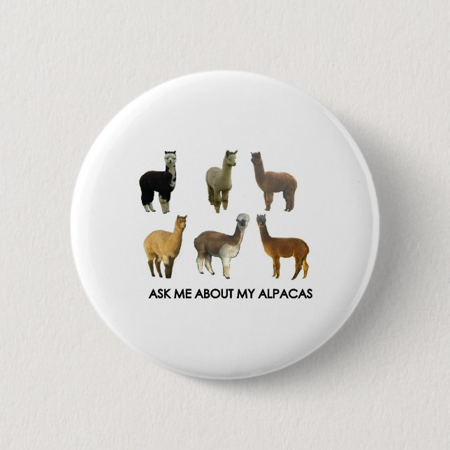 Ask me about my alpacas button (Front)