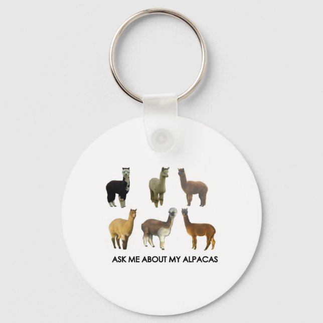 Ask me about my alpacas keychain (Front)