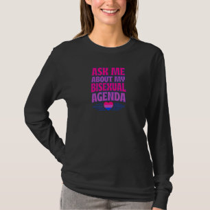 Ask Me About My Bisexual Agenda Heart Bi Pride Aes T-Shirt