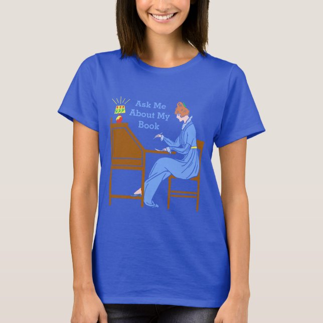 Ask Me About My Book Art Deco Lady Author T-Shirt (Front)