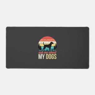 Ask Me About My Dogs Retro Sunset_1 Desk Mat