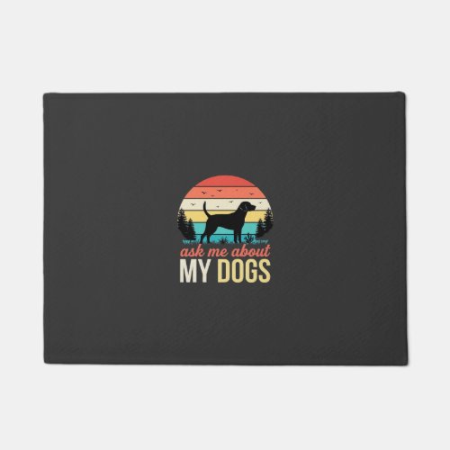 Ask Me About My Dogs Retro Sunset_1 Doormat