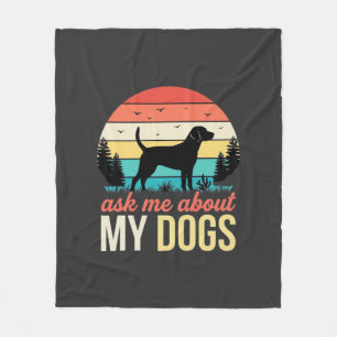 Ask Me About My Dogs Retro Sunset_1 Fleece Blanket