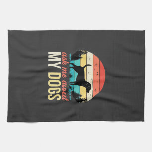 Ask Me About My Dogs Retro Sunset_1 Kitchen Towel