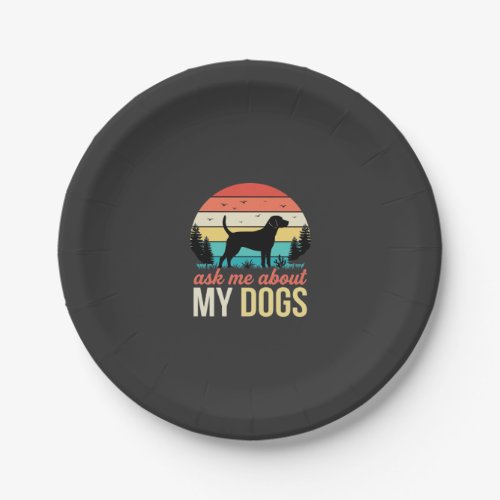 Ask Me About My Dogs Retro Sunset_1 Paper Plates