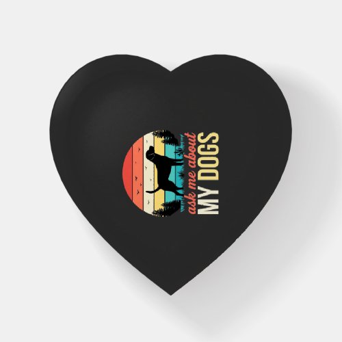 Ask Me About My Dogs Retro Sunset_1 Paperweight