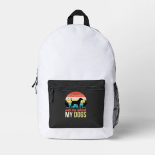 Ask Me About My Dogs Retro Sunset_1 Printed Backpack