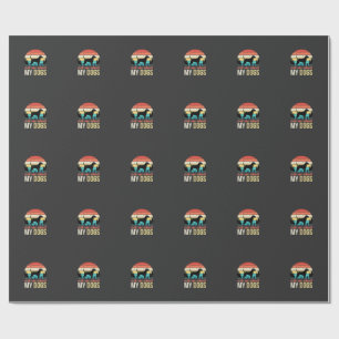 Ask Me About My Dogs Retro Sunset_1 Wrapping Paper