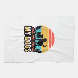 Ask Me About My Dogs Vintage Dog Lover Design_1 Kitchen Towel