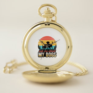 Ask Me About My Dogs Vintage Dog Lover Design_1 Pocket Watch