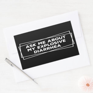 Ask Me About My Explosive Diarrhea Vintage Funny Rectangular Sticker