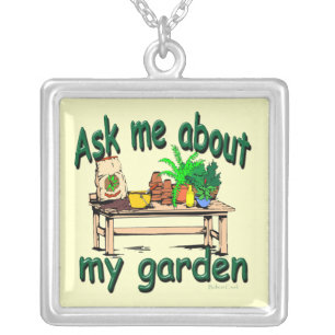 Ask Me About My Garden Silver Plated Necklace