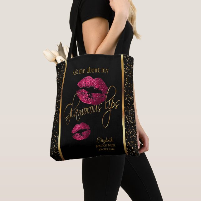 Ask me about my Glamorous Lips - Lipstick Design Tote Bag (Close Up)