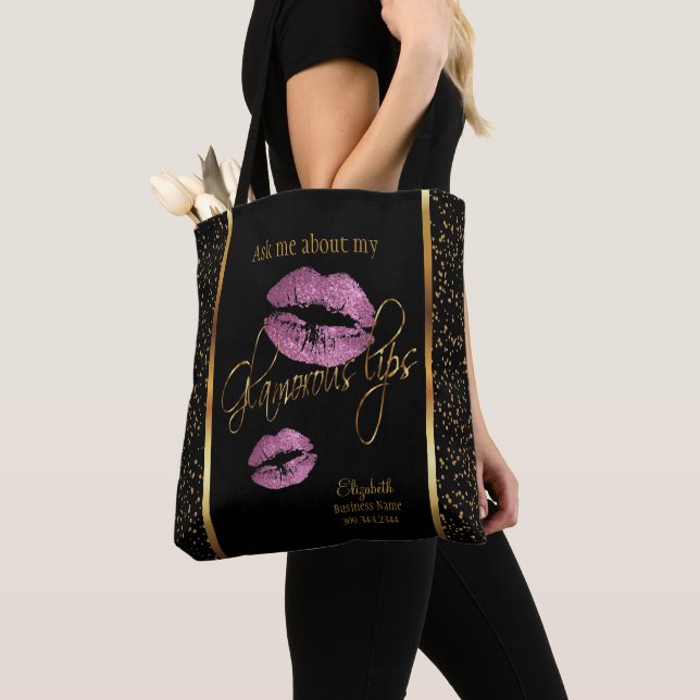 Ask me about my Glamorous Lips -So Pink Design Tote Bag (Close Up)
