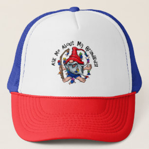Ask Me About My Grandkids! Grandpa Gnome Trucker Hat