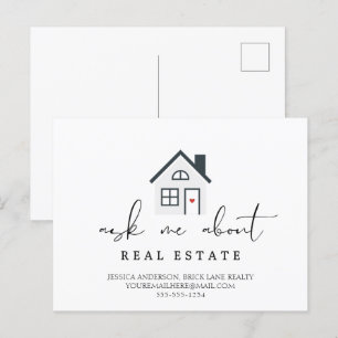 Ask Me About Real Estate House Marketing Postcard