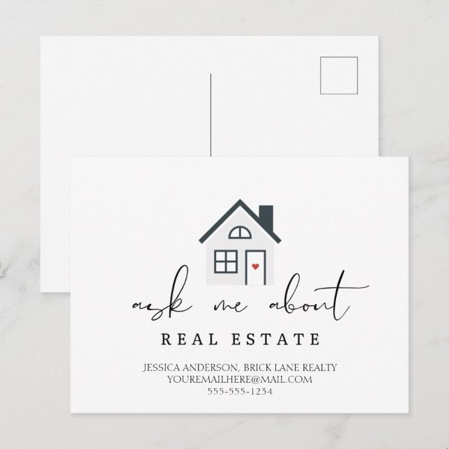 Ask Me About Real Estate House Marketing Postcard (Front/Back)