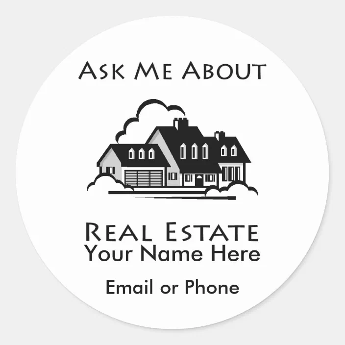 Ask Me About Real Estate Sticker Real Estate Agents Real Estate Sticker Realtor Sticker Real Estate Agent Sticker Round Sticker