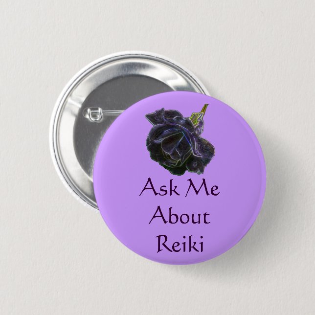 Ask Me About Reiki Rose  Pinback Button (Front & Back)