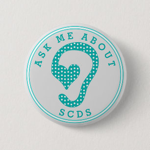 Ask me about SCDS (Gray and Aquamarine) Button