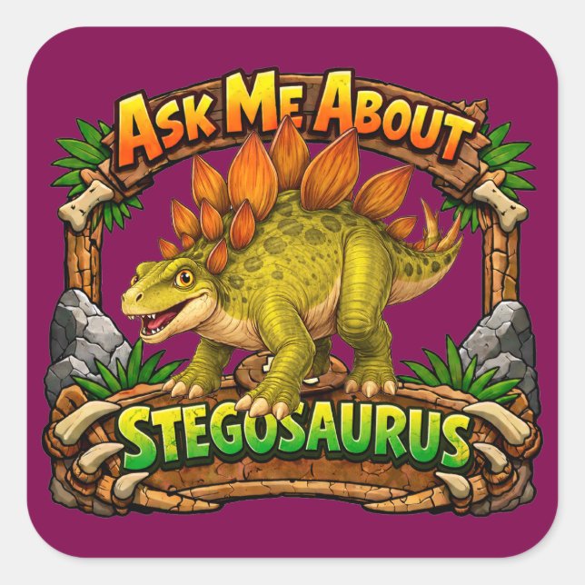 Ask Me About the Stegosaurus | 3 inch Sticker (Front)