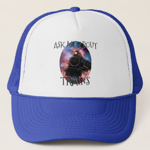 Ask Me About Trains Trucker Hat