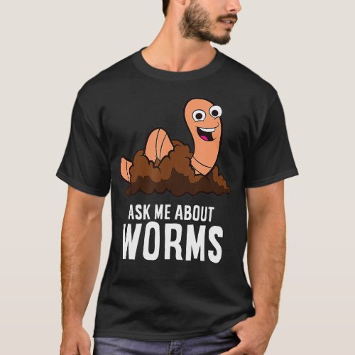 Ask Me About Worms Composting Worm Farming Red Wig T_Shirt