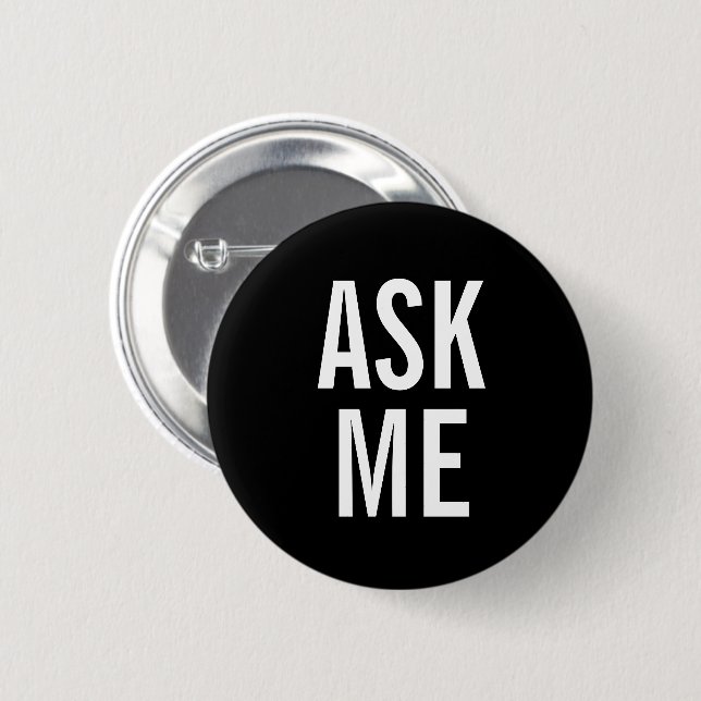 Ask Me | Black Volunteer Badge Button (Front & Back)