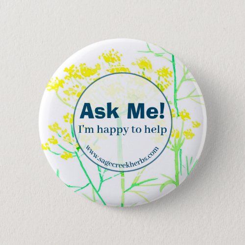 Ask Me Herb Business Employee Yellow Fennel  Button