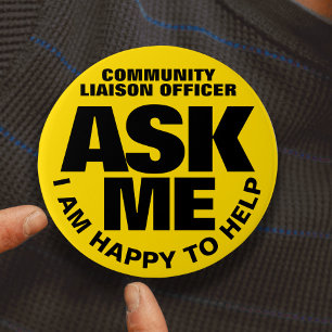 Ask me I am happy to help yellow black custom Button