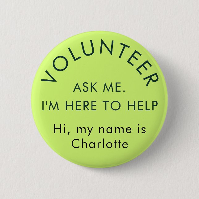 Ask Me Modern Volunteer Custom Name Button (Front)