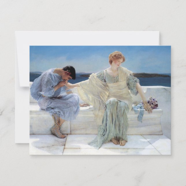 Ask Me No More by Alma Tadema Wedding RSVP Card (Front)