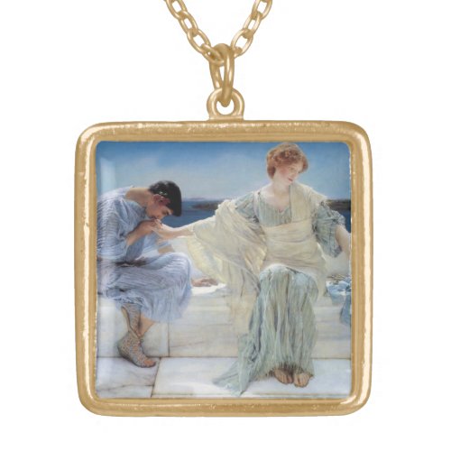 Ask Me No More by Sir Lawrence Alma Tadema Gold Plated Necklace