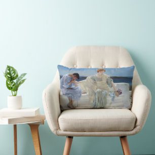 Ask Me No More by Sir Lawrence Alma Tadema Lumbar Pillow
