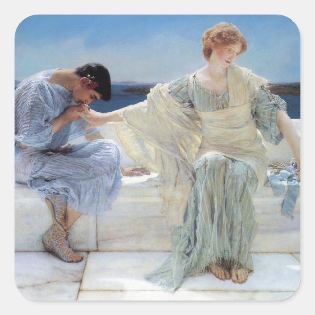 Ask Me No More by Sir Lawrence Alma Tadema Square Sticker (Front)