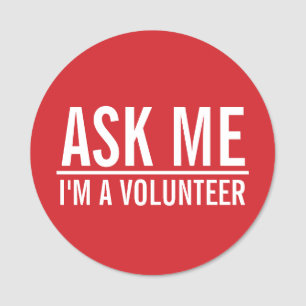 Ask Me Red Volunteer Badge