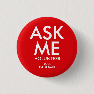 Ask Me Volunteer Charity Event Red Button