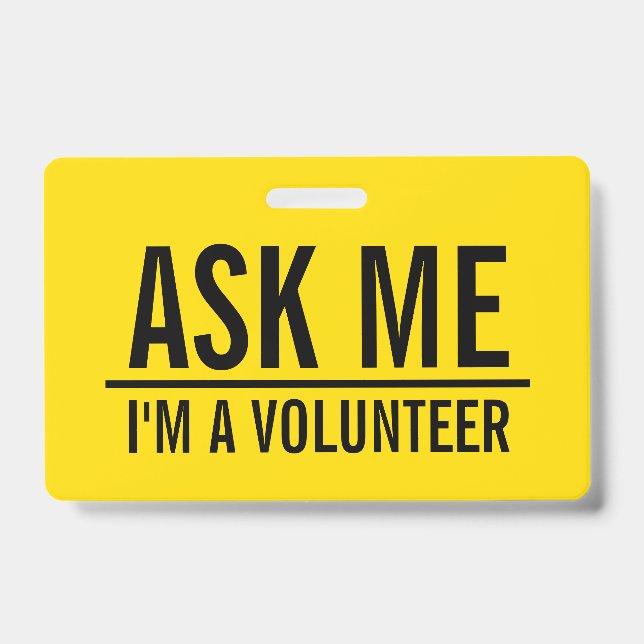 Ask Me | Yellow Volunteer Badge (Front)