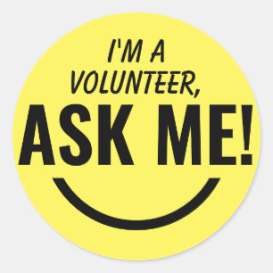 Ask Me Yellow Volunteer Badge Classic Round Sticker