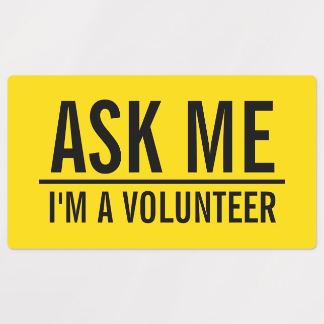 Ask Me | Yellow Volunteer Badge Labels (Design 1)