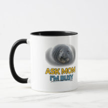 Ask Mom I'm Busy Funny Seal Combo Mug