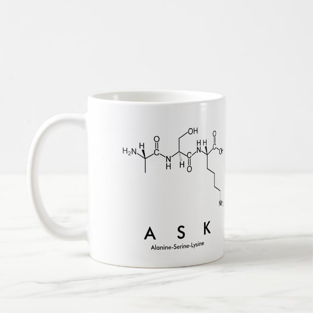 Ask peptide name mug (Left)