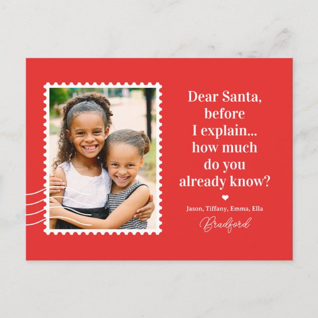 Ask Santa EDITABLE COLOR Holiday Card Postcard (Front)
