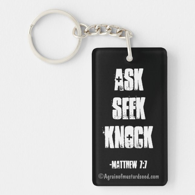 ASK SEEK KNOCK Bible Quote Keychain (Front)