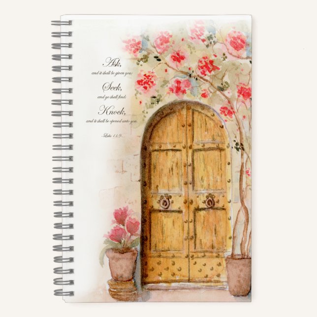 Ask Seek Knock Scripture Verse Spiral Notebook (Front)