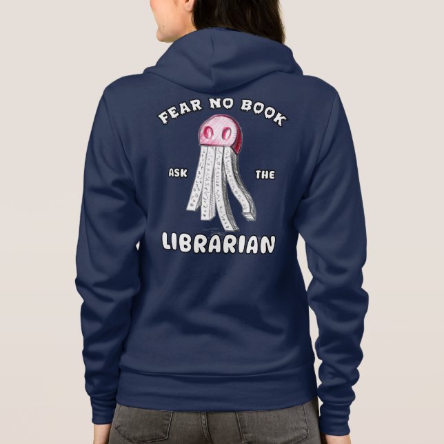 Ask The Librarian Front And Back Printed Hoodie (Back)