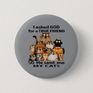 Asked God For A True Friend He Sent Cats Kitten Button